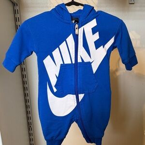 Nike Royal Blue Baby Zip Front One-Piece with White Logo